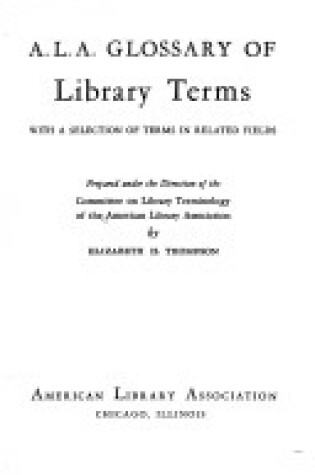 Cover of Glossary of Library Terms