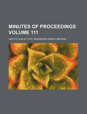 Book cover for Minutes of Proceedings Volume 111