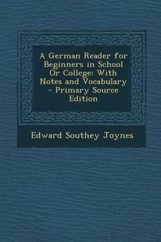 Cover of A German Reader for Beginners in School or College