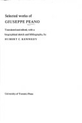 Cover of Selected Works of Giuseppe Peano