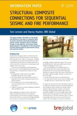 Cover of Structural Composite Connections for Sequential Seismic and Fire Performance