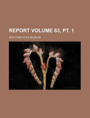 Book cover for Report Volume 63, PT. 1