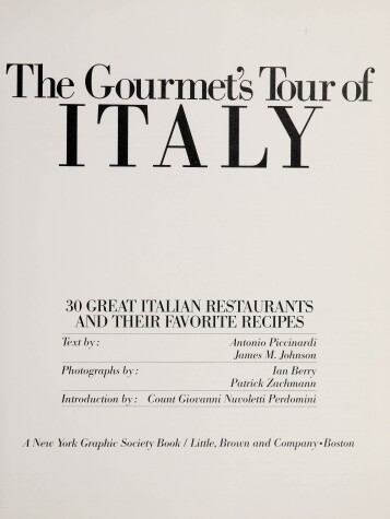 Book cover for The Gourmet's Tour of Italy