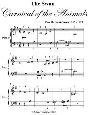 Book cover for Swan Carnival of the Animals Beginner Piano Sheet Music