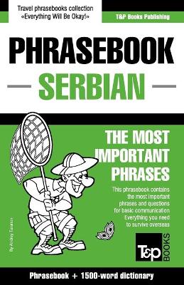 Book cover for English-Serbian phrasebook and 1500-word dictionary