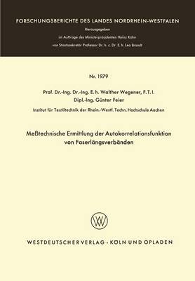 Cover of Messtechnische Ermittlung Der Autokorrelationsfunktion Von Faserlangsverbanden