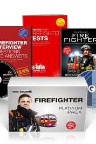 Cover of Firefighter Recruitment Platinum Package Box Set, How to Become a Firefighter Book, Firefighter Interview Questions and Answers, Firefighter Tests, Application Form DVD, Fitness CD