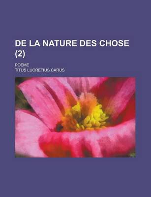 Book cover for de La Nature Des Chose (2); Poeme