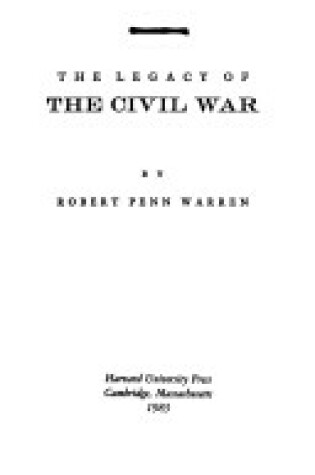 Cover of Legacy of the Civil War