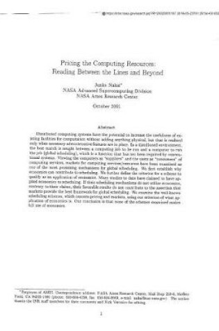 Cover of Pricing the Computing Resources