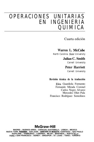 Cover of Operaciones Unitarias En Ingenieria Quimica