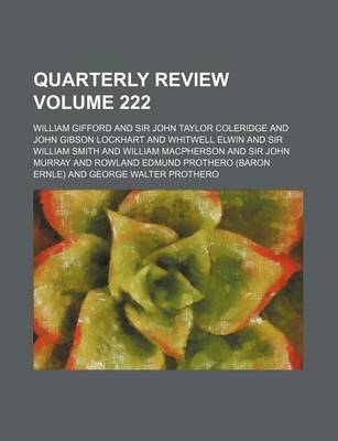 Book cover for Quarterly Review Volume 222