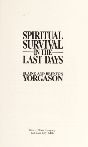 Book cover for Spiritual Survival in the Last Days