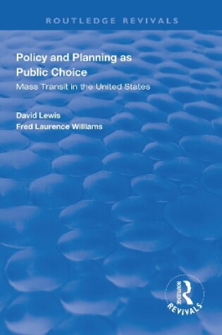 Cover of Policy and Planning as Public Choice
