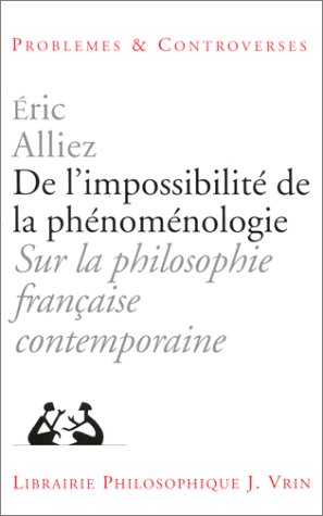 Book cover for de l'Impossibilite de la Phenomenologie