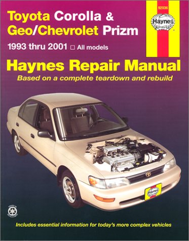 Book cover for Toyota Corolla and Geo/Chevrolet Prizm Automotive Repair Manual