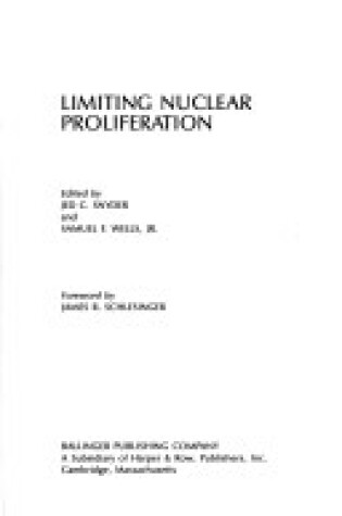 Cover of Limiting Nuclear Proliferation