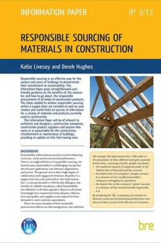 Cover of Responsible Sourcing of Materials in Construction