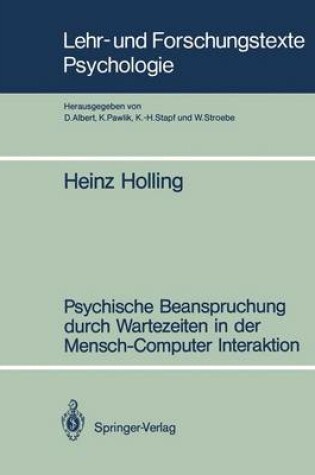 Cover of Psychische Beanspruchung durch Wartezeiten in der Mensch-Computer Interaktion