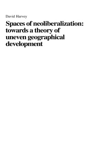 Cover of Spaces of Neoliberalization