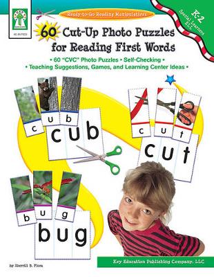 Book cover for 60 Cut-Up Photo Puzzles for Reading First Words