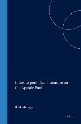 Book cover for Index to periodical literature on the Apostle Paul