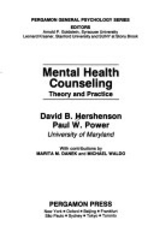 Cover of Mental Health Counselling