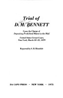Book cover for Trial of D. M. Bennett