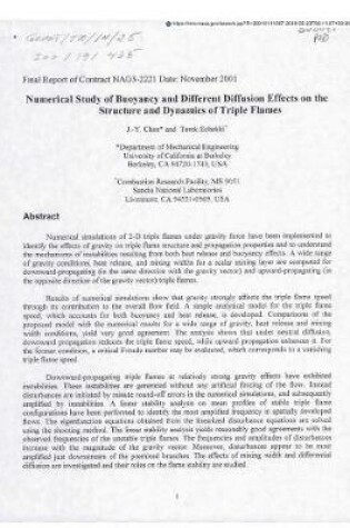 Cover of Numerical Study of Buoyancy and Different Diffusion Effects on the Structure and Dynamics of Triple Flames