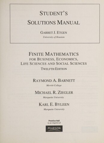 Book cover for Student Solutions Manual for College Mathematics for Business, Economics, Life Sciences and Social Sciences