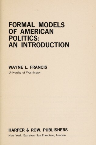 Cover of Formal Models of American Politics