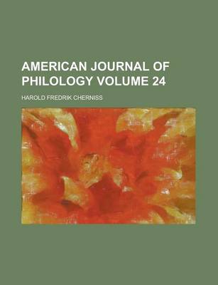 Book cover for American Journal of Philology Volume 24