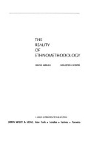 Cover of The Reality of Ethnomethodology