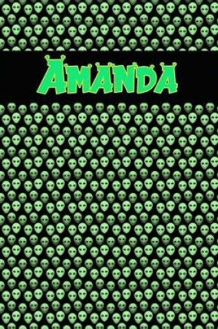 Cover of 120 Page Handwriting Practice Book with Green Alien Cover Amanda