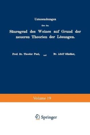 Cover of Untersuchungen UEber Den Sauregrad Des Weines Auf Grund Der Neueren Theorien Der Loesungen