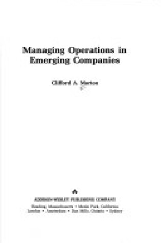 Cover of Managing Operations Emerging Companies