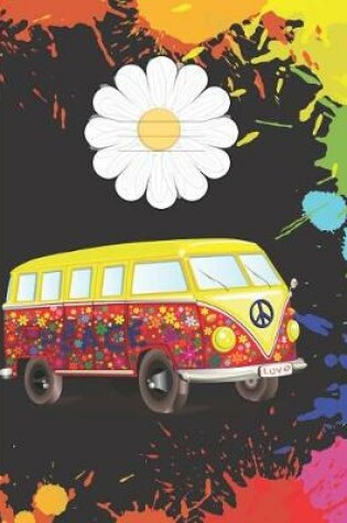 Cover of Cute Black Rainbow Splatter Peace Van Cover Girl Composition blank line School Notebooks