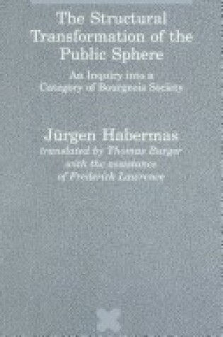 Cover of THE Habermas: the Structural Transformation of the Public Sphere: Inquiry into Category (Cloth)