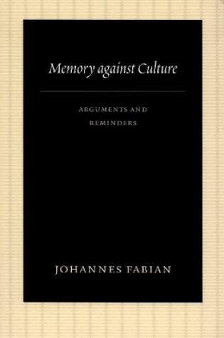 Cover of Memory against Culture
