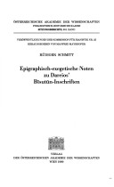 Book cover for Epigraphisch-Exegetische Noten Zu Dareios' Bisutun-Inschriften
