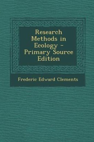 Cover of Research Methods in Ecology