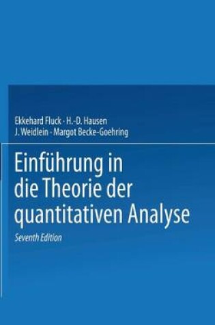 Cover of Einführung in die Theorie der quantitativen Analyse