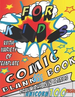 Book cover for blank comic book for kids with Variety of Templates Draw your Own comics, dogman