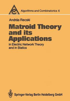 Cover of Matroid Theory and its Applications in Electric Network Theory and in Statics