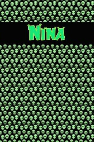 Cover of 120 Page Handwriting Practice Book with Green Alien Cover Nina