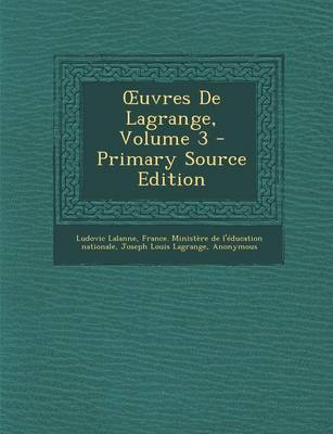 Book cover for Uvres de Lagrange, Volume 3