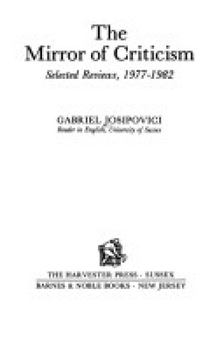 Cover of The Mirror of Criticism