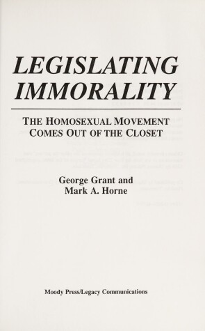 Book cover for Legislating Immorality