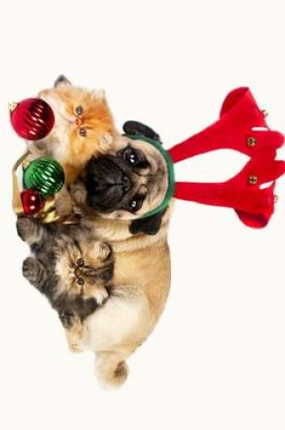 Cover of Christmas Pug in Antlers with Two Persian Kittens