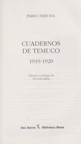 Book cover for Cuadernos de Temuco, 1919-1920